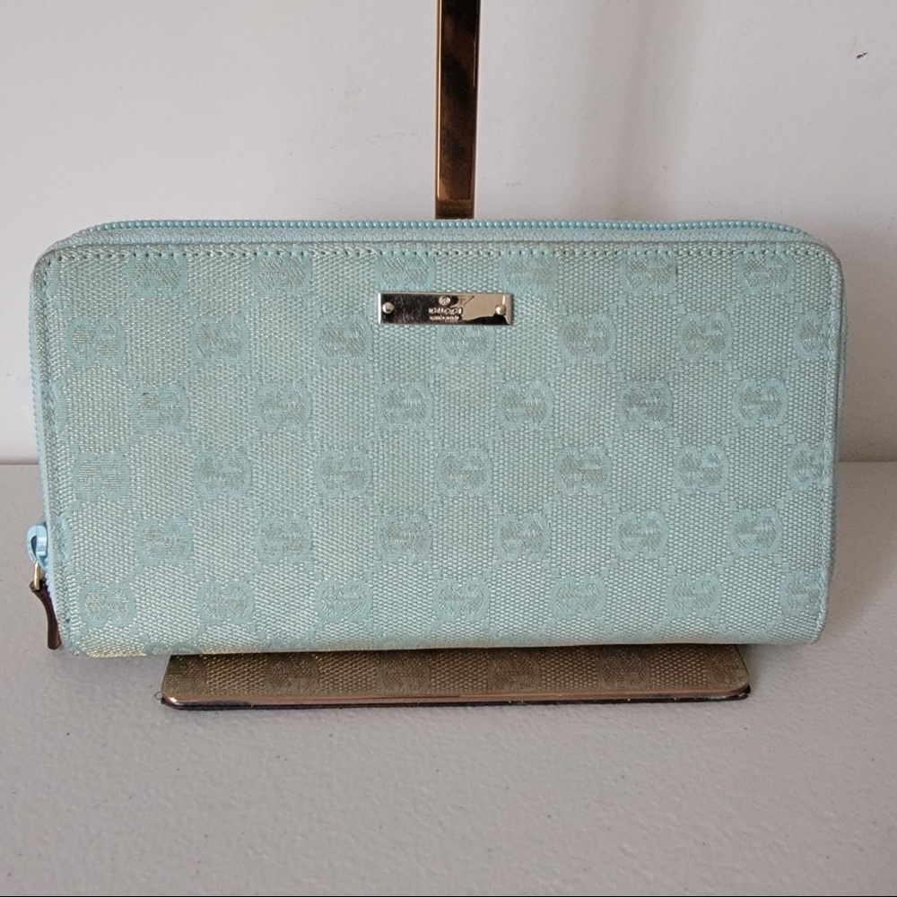GUCCI GG Fabric Metal Bar Long Wallet